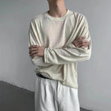 AIDASE  -  Autumn New Men's Solid Color Long-Sleeved T-Shirt American Retro Fashion Trend Casual Simple Loose Breathable Niche Men's Tops aidase-shop