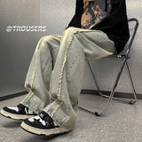 AIDASE  -  Yellow Nick High Street Jeans Men's Frozen Straight Wide Legs aidase-shop