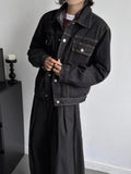 AIDASE  -  Loose Fit American Retro Design Denim Jacket with Pockets for Men Thickened Shoulder Line Spring Autumn Casual Outerwear aidase-shop
