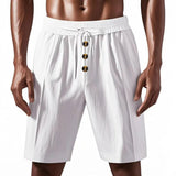 AIDASE  -  Cross-border men's loose American linen beach casual washed button five-point sports shorts men aidase-shop