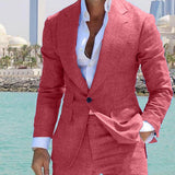159.03Aidase Fashion Men Linen Suits Peak Lapel One Button Business Formal Groomsmen Wedding Tuxedo Slim Fit 2 Piece Set Jacket Blazer Pants aidase-shop
