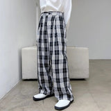 AIDASE  -  Spring Trendy Retro Plaid Loose Floor-Length Casual Wide Leg Pants Men Straight Design Long Trousers Faionable Youthful Sle aidase-shop
