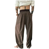 AIDASE  -  Loose Wide Leg Pants for Men Casual Fashion Urban Style Polyester Fabric Four Seasons Suitable Pure Color Micro Stretch aidase-shop
