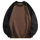 AIDASE  -  Men's Hoodless Sweater Raglan Sleeves Round Leadercolor Matching Plus Size Sweater Bottoming Shirt U of I Sweatshirt aidase-shop