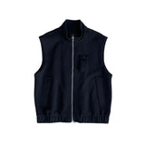 Aidase Oversized Men's Vest Double zipper Stand Collar Sleeveless Tank Tops Coat American INS Trendy High Street Loose Casual Waistcoat