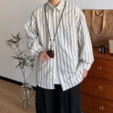 AIDASE  -  Loose Long Sleeve Men's Shirt Retro Vertical Stripes Color Block Spring Outerwear Casual Style Breathable Cool Sensation aidase-shop