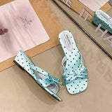 AIDASE  -  Summer Thick Heel Mules Shoes Elegant Butterfly-knot Vacation Dress Sandalias Gladiator Women Polka Dot Slippers aidase-shop