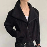 AIDASE  -  2025 Deconstructive Design Men Twill Jacket Solid Color Long Sleeve Zipper Korea Fashion Darkwear Male Tops aidase-shop
