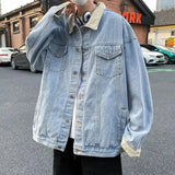 AIDASE  -  Retro American Denim Jacket for Men Oversize Loose Casual Spring Autumn Workwear Style Washed out Jacket Loose Fit Jeans Jacket aidase-shop