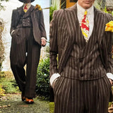 AIDASE  -  Pinstripe Men's Suits 3 Pieces Peaked Lapel Formal Wedding Groom Wear Tuxedos Party Formal Business Sets aidase-shop