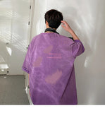 AIDASE  -  Dopamine Washed Letters Printed T-shirt Retro Niche Design Short-sleeved Trend Loose Casual Couple Models Half-sleeved aidase-shop