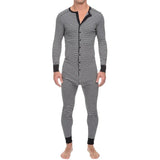 AIDASE  -  Striped One-Piece Sleepsuit Men's Slim-Fit Long-Sleeve Autumn-Winter New Homewear aidase-shop