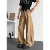 AIDASE  -  Loose Wide Leg Straight Cut Casual Long Jeans Men Women Design Sense Retro American Khaki Knife  Jeans Youth Faion Brand aidase-shop