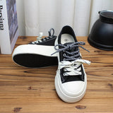 AIDASE  -  Hot Sale Women Thick Sole Canvas Shoes Vintage Fashion Students Breathable Lace-Up Sneakers Platform Black Sports Shoes aidase-shop