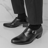 AIDASE  -  Men's High Heel Leather Shoes 5cm Pointed Toe Business Formal Shoes Trendy Hairstylist Style Casual round Toe Leather Shoes aidase-shop