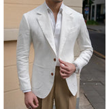 Aidase High Quality 100% Linen Italian Stylish Blazer Men Casual Breathable Half Lining Blazer Hombre Vintage Suit Jacket Pink White aidase-shop