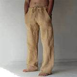 Aidase Vintage Men Cotton Linen Pants Drawstring Elastic Oversize Jogger Hip Hop Print Long Trousers Spring Summer New casual pants