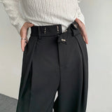 AIDASE  -  Korean Black Suit Pants Men Oversized Fashion Social Mens Dress Pants Loose Straight Wide Leg Pants Mens Office Formal Trousers aidase-shop