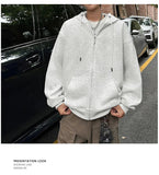AIDASE  -  Autumn Fashion Men's Jacket Coat Long Sleeve Loose Zipper Hoodies Streetwear Hooded Casual Outwear Black Gray aidase-shop