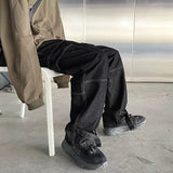 AIDASE  -  Autumn Cargo jeans men Wide Leg Denim pants Loose Jeans Straight Baggy Men's Jeans hip hop Streetwear Neutral denim Trousers aidase-shop