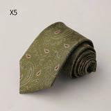 AIDASE  -  New Trendy Men's Silk Ties Jacquard Dot Floral Necktie 8cm Brown Green Neck Tie Daily Wear Shirt Suit Cravat Wedding Groom Gift aidase-shop