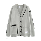 Aidase Japanese Fashion Knitted Cardigan Autumn Winter New Cargo Sweater for Men Oversized Drawstring Patchwork Women Sweaters aidase-shop
