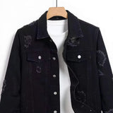 AIDASE  -  New Fashion Autumn Winter Men Black Solid Color Turn-down Collar Long Sleeve Single Breasted Casual Trendy Denim Jackets Coats aidase-shop