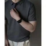 AIDASE  -  Men's Solid Color Short Sleeve Polo Shirt Casual Business Basic Top aidase-shop