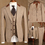 Aidase 3 Piece Formal Classic Plaid Suits for Men Slim Fit Groom Wedding Tuxedo Prom Business Casual Male Suit Jacket Vest with Pants aidase-shop