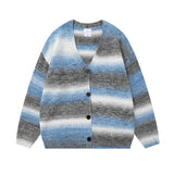 Aidase Winter New Gradient Men's Cardigan V-neck Single Breasted Fashion Casual Loose Sweater Couple Street Hip-hop Clothing Oversized aidase-shop