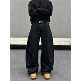 AIDASE  -  Loose Straight Leg Black Knife Edge Men's Jeans American Retro Casual Wide Leg Floor-Length Trousers Spring Summer Fashion aidase-shop