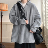 Aidase Winter Clothing Men's Luxury Knitted Hooded Pullover Sweater Casual Streetwear Button-down Solid Color Long Sleeve Hoodie aidase-shop