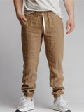 AIDASE  -  Sports Breathable Loose Drawstring Trousers For Men Spring Summer Daily Casual Solid Color Linen Pants Mens Leisure Linen Pants aidase-shop