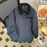 Aidase Retro American Detroit Jacket Men Women Solid Color Loose Cargo Coat Washed Cotton Casual Bomber Jacket Spring Autumn Unisex Top aidase-shop