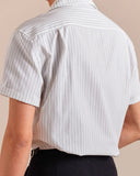 AIDASE  -  Cuban Collar Shirt Men's Short Sleeved High-end Summer Striped Thin Shirt Camisa Social Masculina Stylish Shirts For Men aidase-shop