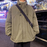 Minimalist Coats Men Winter Warm Hooded Cotton Parkas Casual Trend Drawstring Solid Color Outdoor Loose Hoody Parka Male aidase-shop