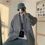 AIDASE  -  Men's Trendy Striped Shirt Long Sleeved Korean Style Fashion Shirt Spring Autumn Hong Kong Style Casual Jacket Couple's Outfit aidase-shop