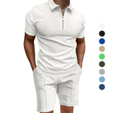 AIDASE  -  Men's Summer Suits Solid Color Waffle Lapel Slim-fit Short Sleevett-shirt Casual Fashion Men's Clothing aidase-shop