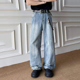 AIDASE  -  American Street Style Ripped Men Jeans Summer Washed Straight-leg Personality Fashionable Handsome Male Trousers 21E6562 aidase-shop