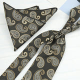 AIDASE  -  2PCS Neck Ties Set New Luxury Polyester Paisley Neckties Polka Dot Floral Tie Brooches Formal Business Shirt Accessories Cravat aidase-shop