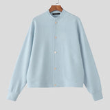 AIDASE  -  Men Jackets Solid Color Stand Collar Long Sleeve Button Men Coats Streetwear Loose Korean Style Fashion Casual Outerwear aidase-shop