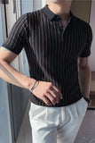 Aidase New Summer Striped Knitted Short-Sleeved Polo Shirt Men's Slim-Fit Casual Business Party Beach Travel T-shirt Sizes S-4XL aidase-shop