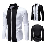 AIDASE  -  New Men's Zipper Design Long Sleeved Shirt Contrast Color Patchwork Luxury Male Tops aidase-shop