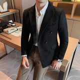 Aidase Autumn Winter Suede Blazers Men Double-breasted Buttons Casual Business Suit Jacket Streetwear Social Blazer Masculino aidase-shop