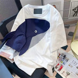 AIDASE  -  Oversized Loose 100% Cotton T Shirt  For Men Patchwork O Neck Short Sleeve Tee Top Streetwear Summer Fashion Casual T-Shirts Fat aidase-shop