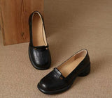 AIDASE  -  New Women Mary Jane Shoes Retro Round Toe Thick Platform Slip On Soft Leather Casual Loafers Comfort Flat Pumps aidase-shop