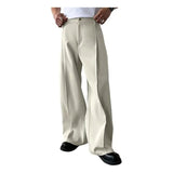 AIDASE  -  Men's Formal Dress Pants Cropped Pants Light Business Fashion Solid Color Front Pleated Drape Twill Daily Straight Suit Pants aidase-shop