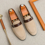 AIDASE  -  Fashionable New Men's Buckle Frosted Leather Anti Slip Boat Shoes Brand Summer Men's Comfortable, Lightweight and Casual Loafers aidase-shop