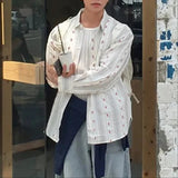 AIDASE  -  Men Shirt Striped Printing Lapel Long Sleeve Loose Men Clothing Streetwear Fashion Casual Tops Male Shirts S-5XL aidase-shop
