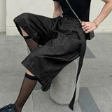 AIDASE  -  Men Wide Leg Pants Solid Color Button Joggers Loose Calf-length Trousers Men Streetwear 2025 Fashion Casual Pants S-5XL aidase-shop